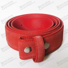 CEINTURE CUIR DE VACHETTE D'ASPECT VELOURS DE COULEUR ROUGE